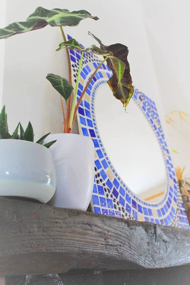 Détail d'une mosaïque, tons bleus