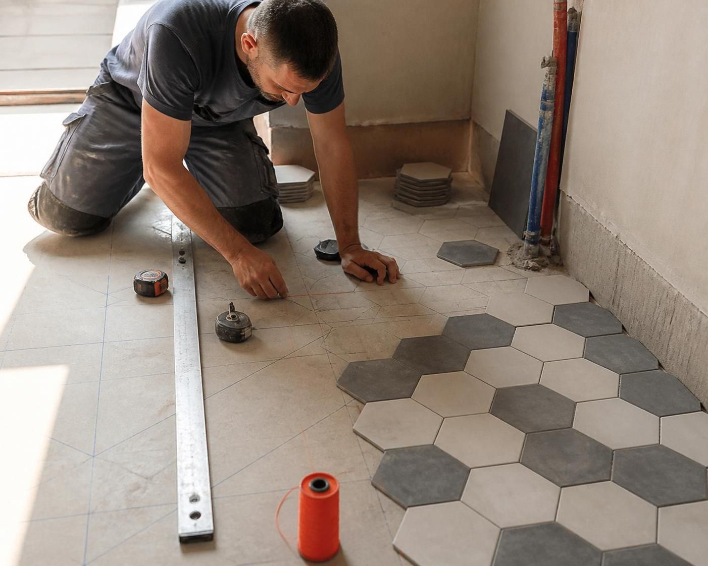 la méthode et les calculs essentiels pour réussir le calepinage d'un carrelage hexagonal, étape par étape, pour un résultat esthétique et précis.