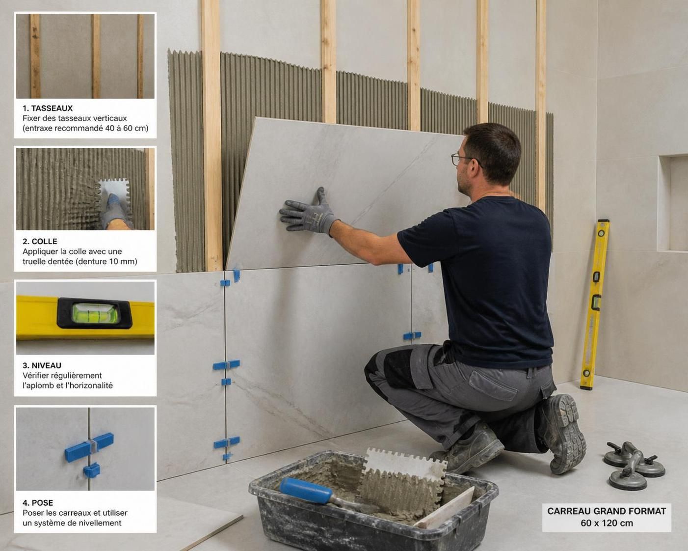 les étapes essentielles pour poser du carrelage mural 60x120 rapidement et efficacement. guide pratique pour un résultat professionnel et esthétique.