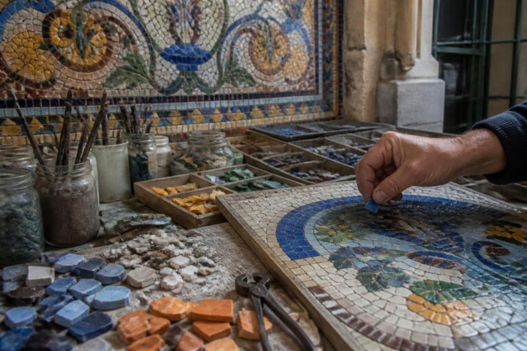 découvrez l'histoire des émaux de briare et leur utilisation traditionnelle en mosaïque, un art décoratif riche et coloré.