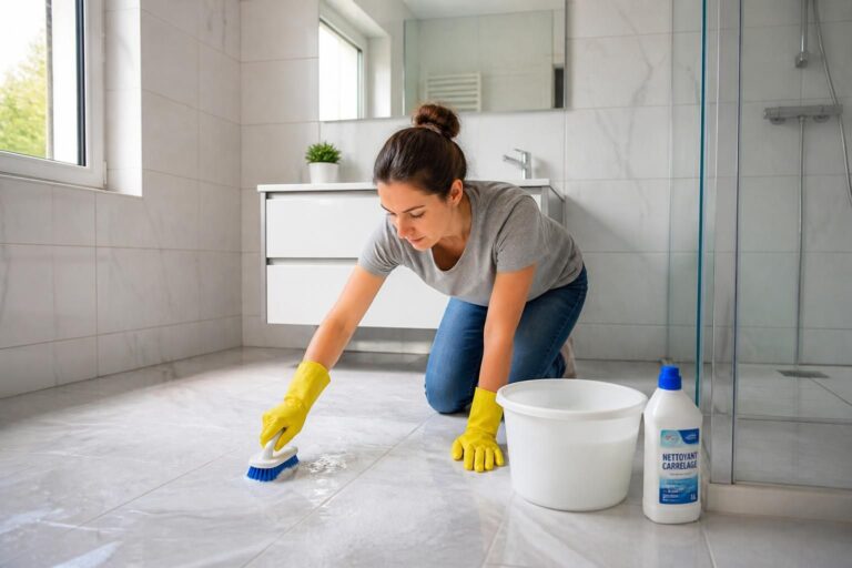 découvrez des astuces efficaces et simples pour nettoyer votre carrelage de salle de bain et lui redonner toute sa brillance.