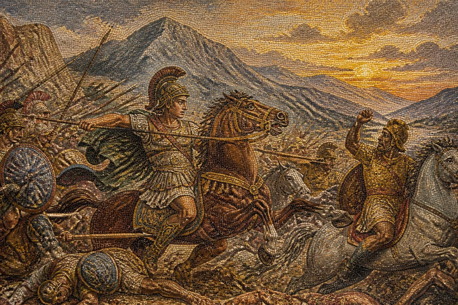 découvrez l'analyse détaillée de la mosaïque de la bataille d'issos, un chef-d'œuvre antique illustrant un moment historique emblématique avec une richesse artistique exceptionnelle.