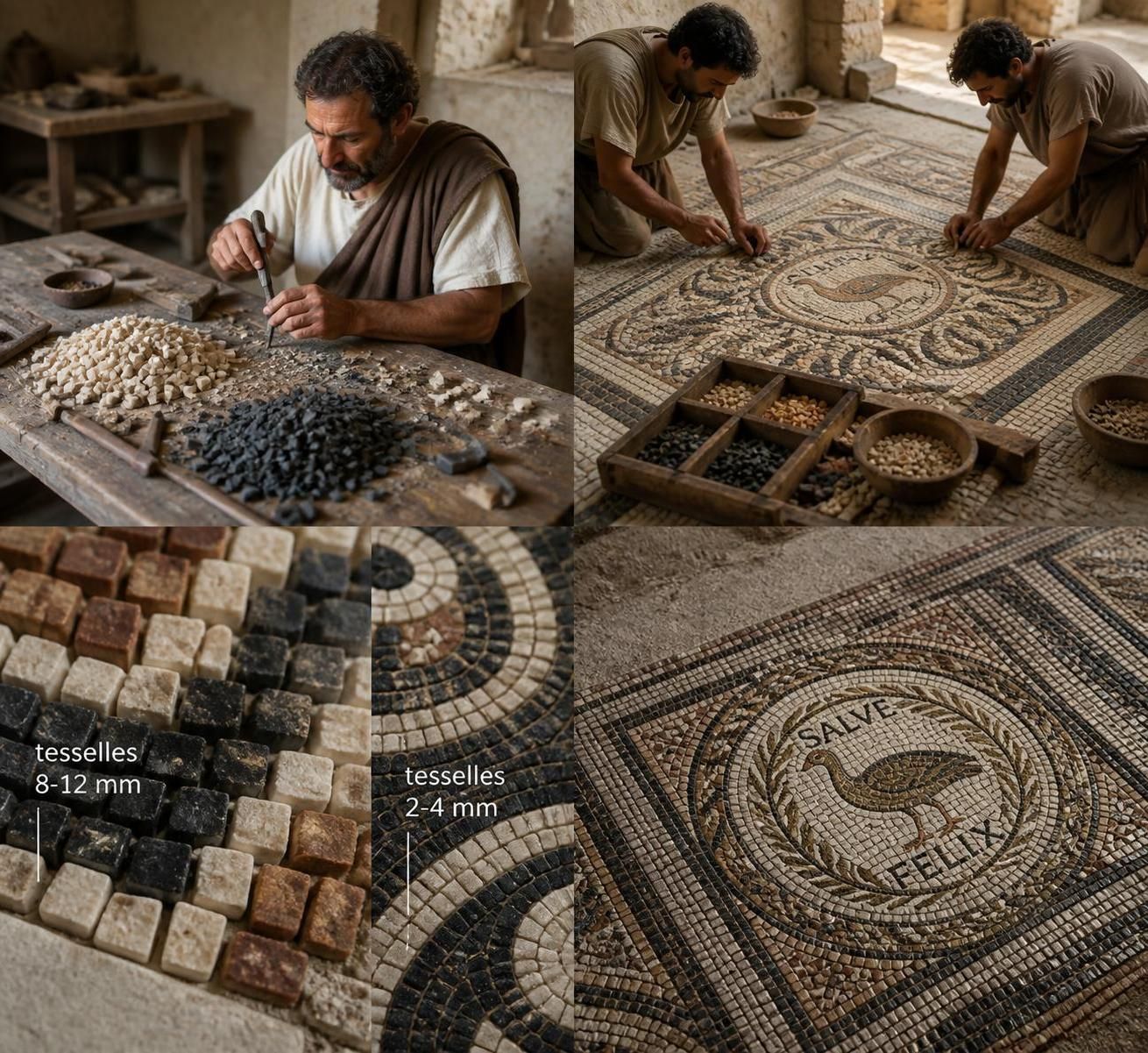 les techniques et les motifs fascinants de la mosaïque romaine au sol, un art décoratif emblématique de l'antiquité alliant histoire et savoir-faire ancestral.