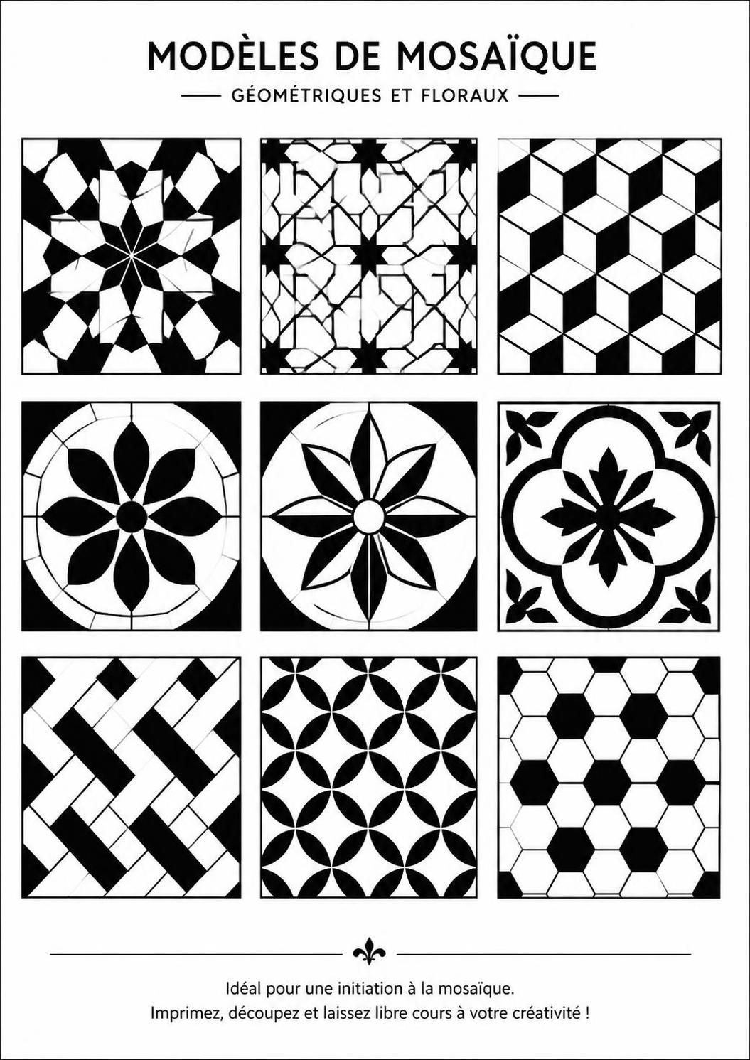 découvrez une sélection de modèles de mosaïque gratuits à imprimer, parfaits pour vos projets créatifs et décoratifs. téléchargez facilement et donnez vie à vos idées artistiques.