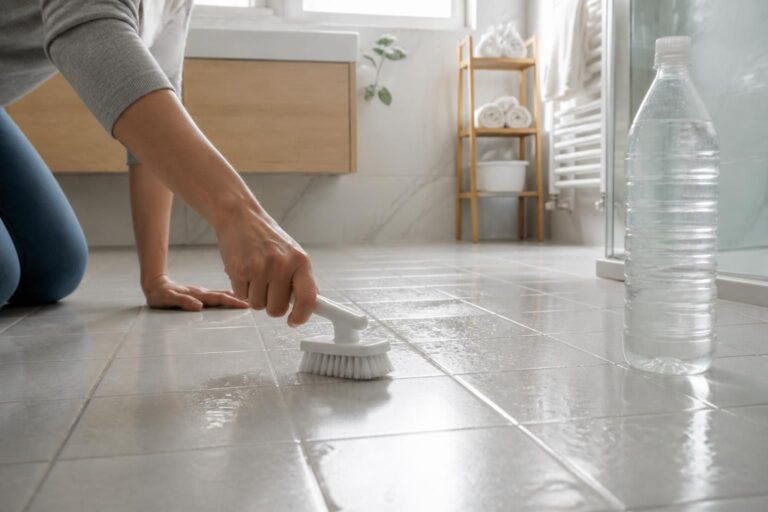 apprenez à nettoyer efficacement un carrelage de salle de bain avec du vinaigre blanc, une solution naturelle et économique pour une surface propre et brillante.
