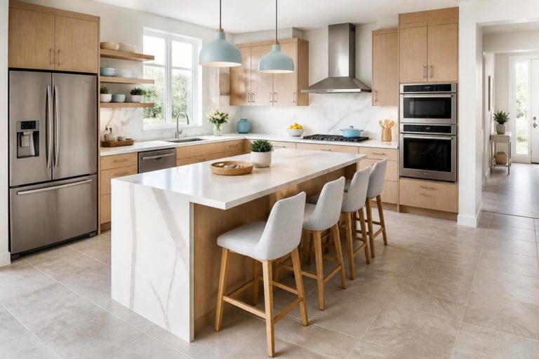 découvrez quelles couleurs de cuisine s'harmonisent parfaitement avec un carrelage gris clair pour créer un espace moderne et élégant.