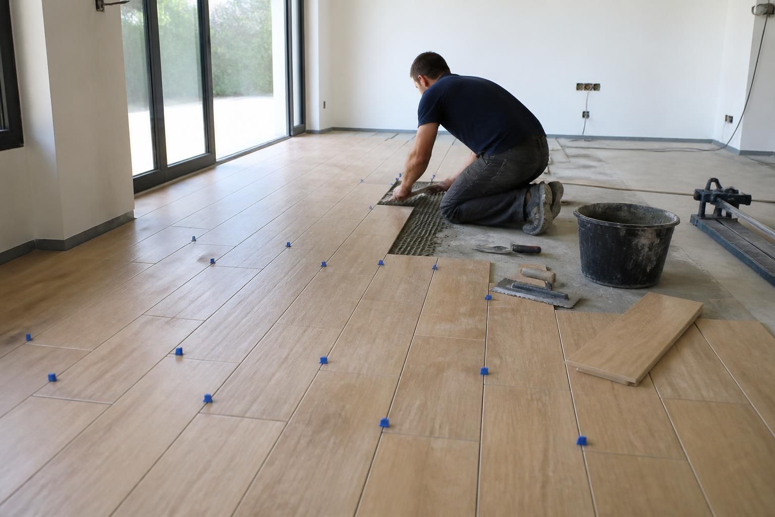 le prix de pose au m² d'un carrelage imitation parquet, incluant les coûts moyens, les facteurs influençant le tarif, et des conseils pour bien choisir et poser ce type de revêtement.