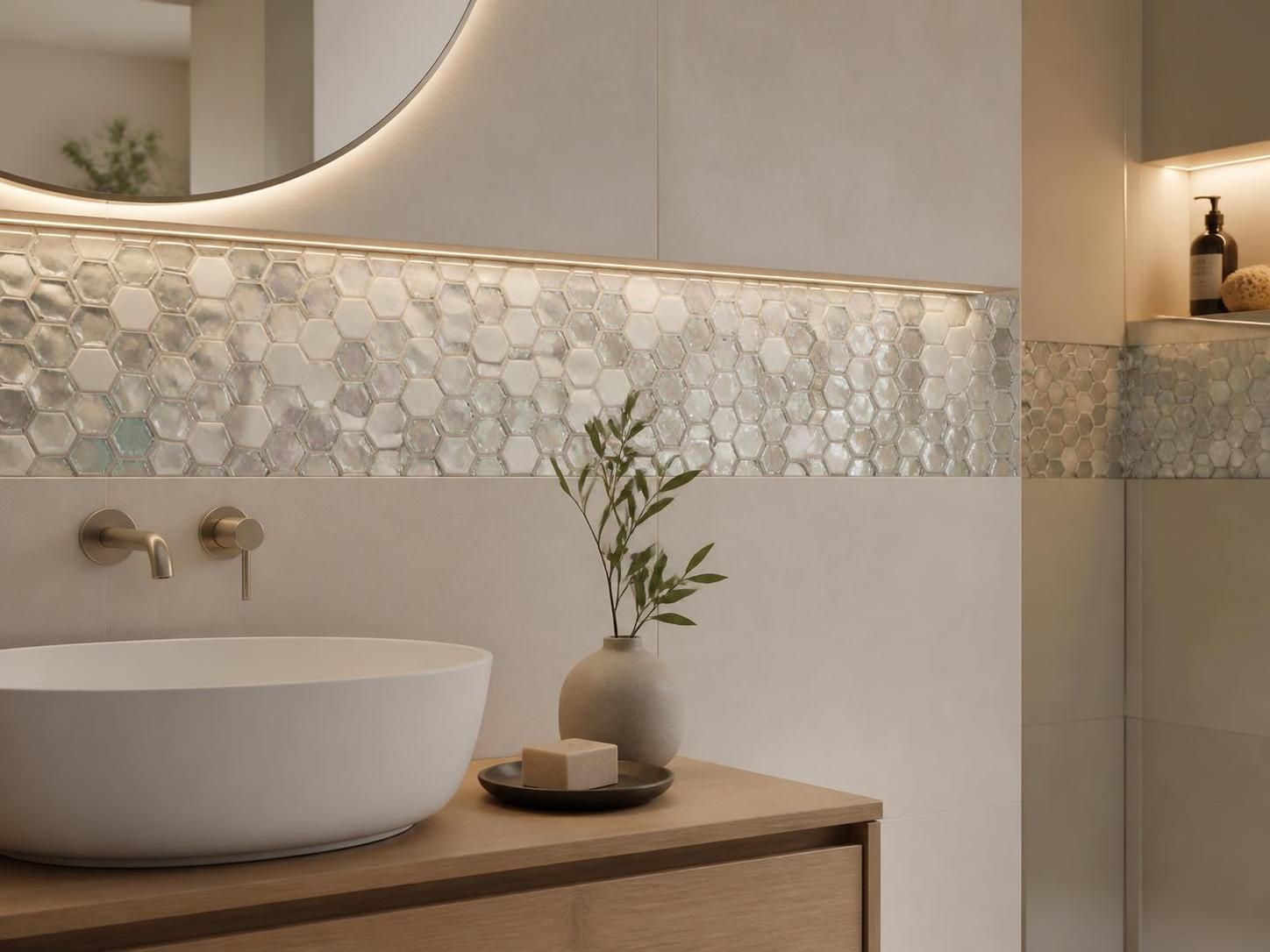 découvrez des idées déco élégantes pour votre salle de bain avec une frise en mosaïque, alliant style et originalité pour un espace unique.