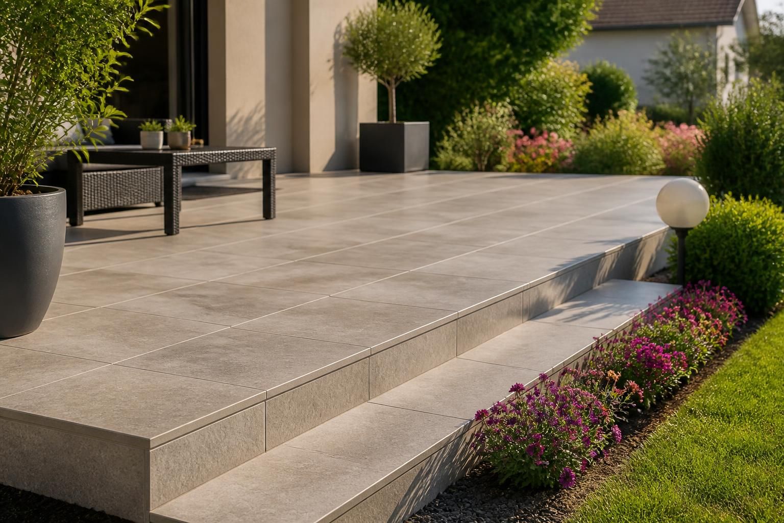 découvrez comment réaliser une terrasse avec marche carrelée, alliant esthétique et fonctionnalité, grâce à des techniques de pose et de finition professionnelles.