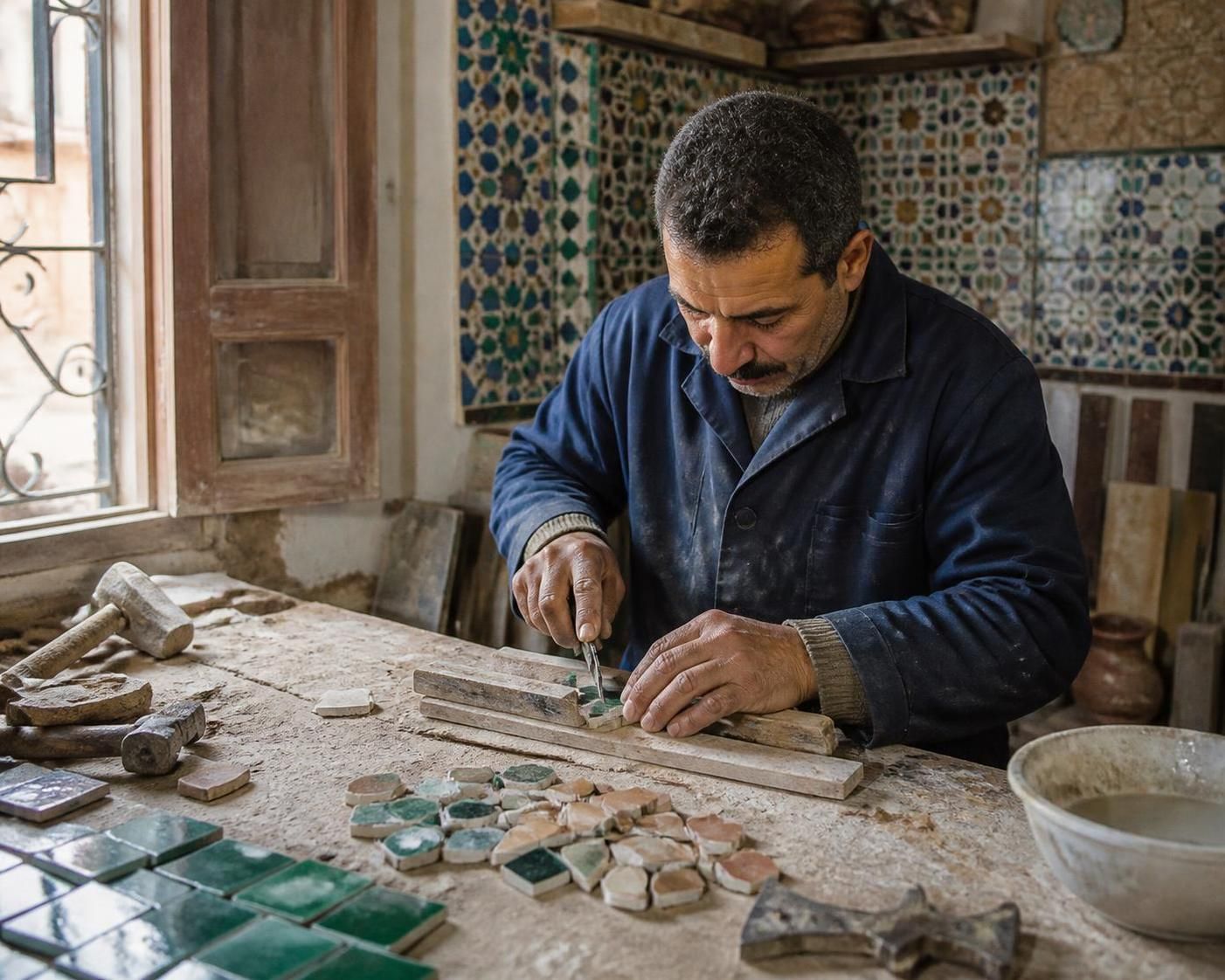 le zellige de tlemcen, un art traditionnel alliant esthétique et savoir-faire ancestral pour sublimer vos espaces avec authenticité.